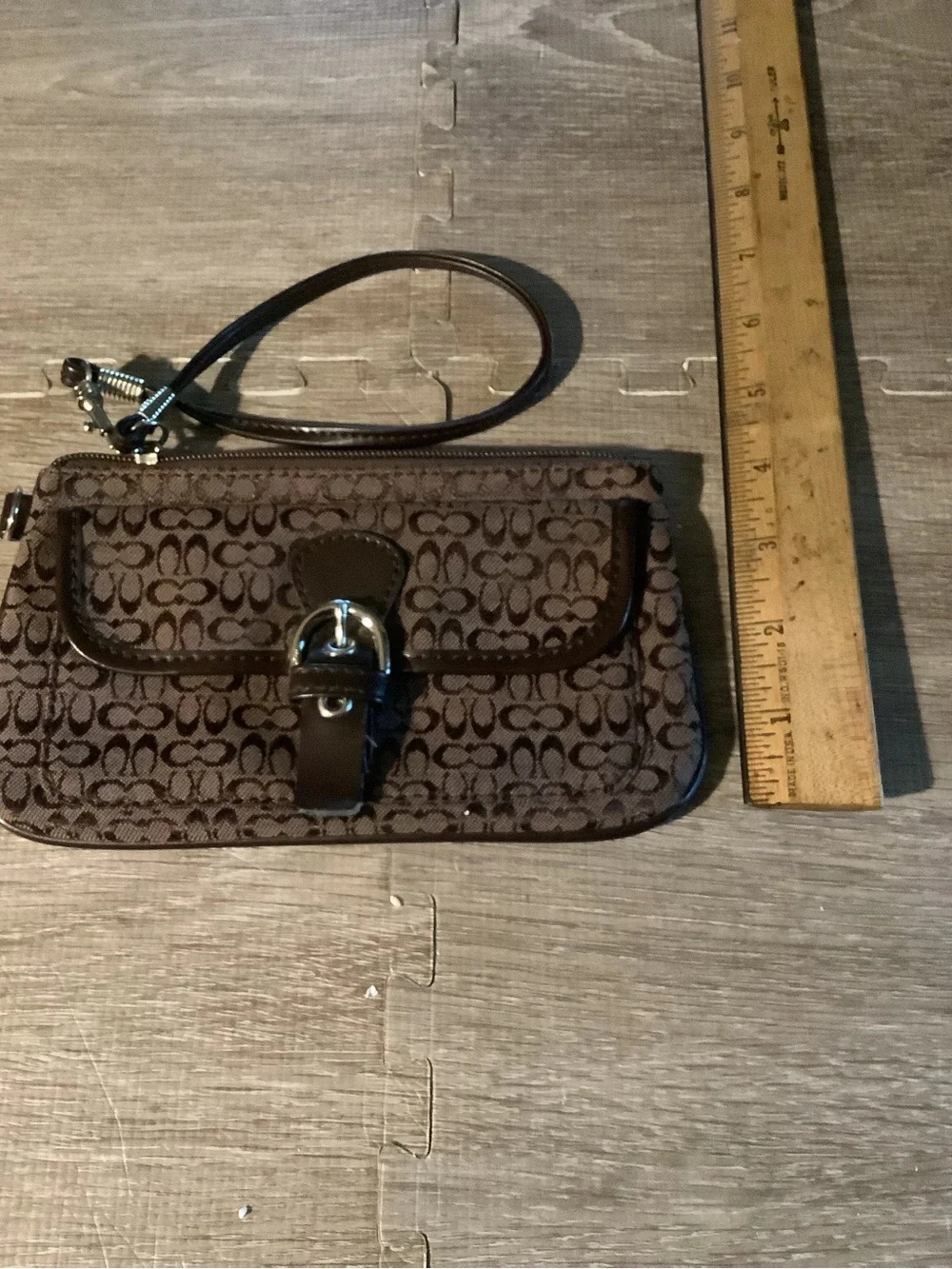 VTG Coach Signature Mini C Soho Jacquard Canvas Buckle Clutch Wristlet Wallet